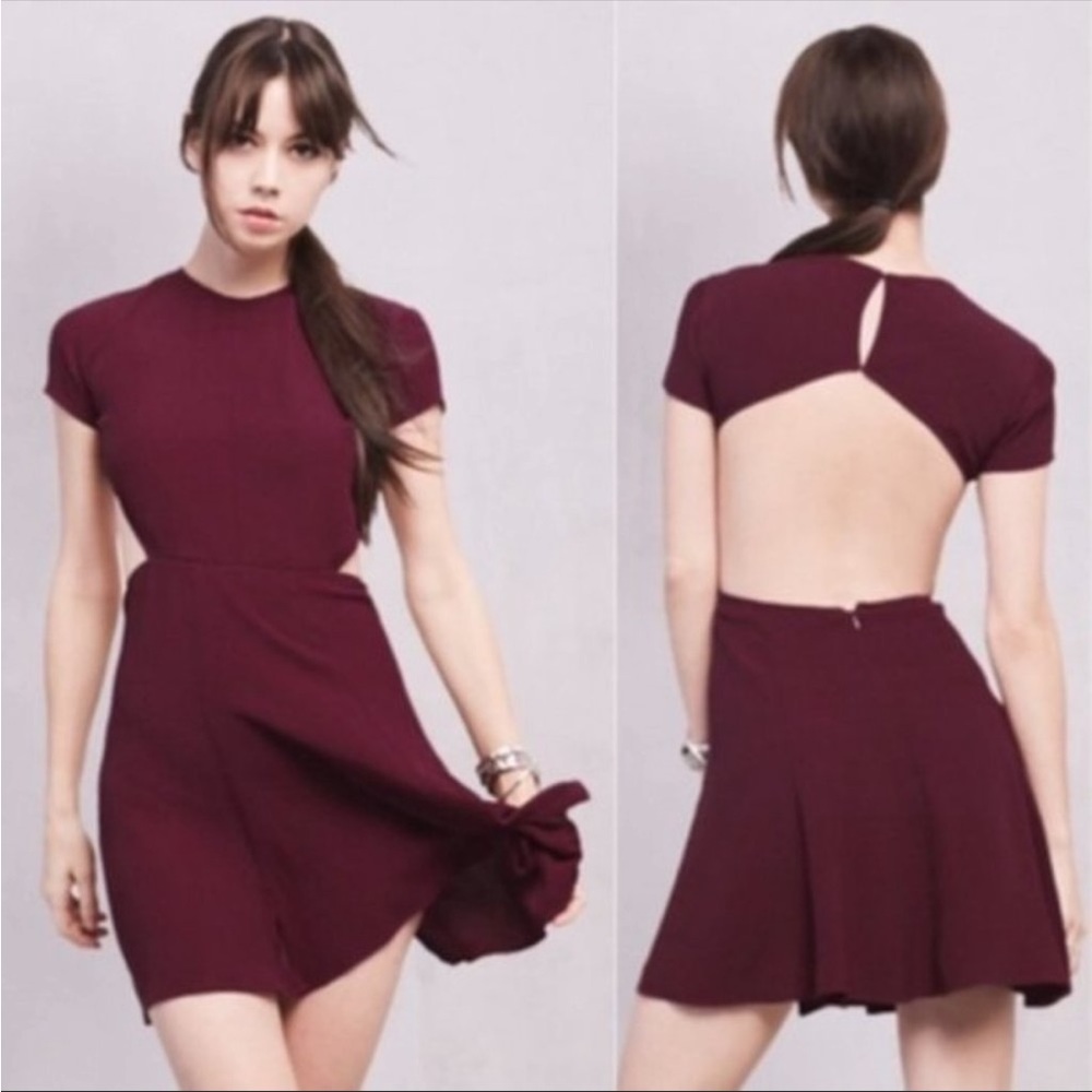 Reformation Burgundy Open-Back Mini Dress
